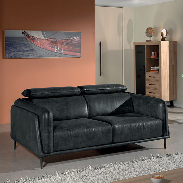 The Home Deco Factory Canapé Avec Têtière En Tissu Gris KORLAND