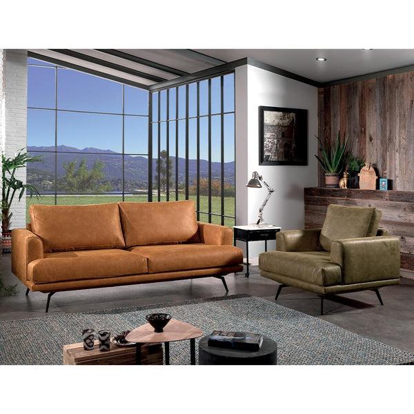 The Home Deco Factory Canapé Cuir 3 Places Cognac ATRI