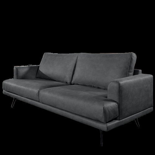The Home Deco Factory Canapé Cuir 3 Places Gris Anthracite ATRI