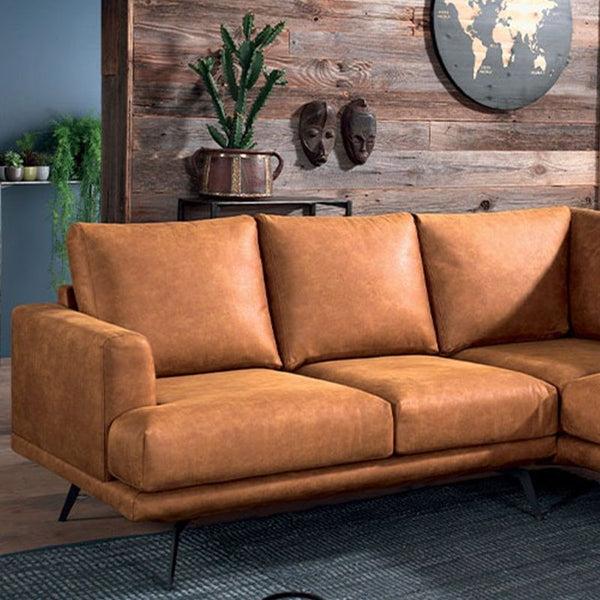 The Home Deco Factory Canapé D'angle Cuir Cognac 227cm Retour Droit ATRIANGLE