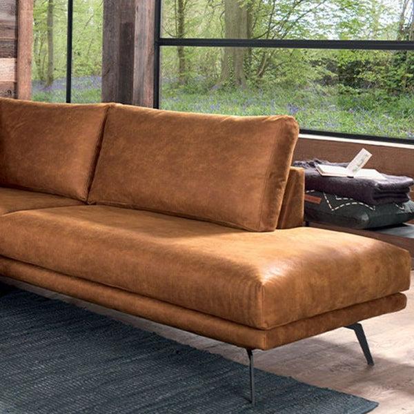 The Home Deco Factory Canapé D'angle Cuir Cognac 227cm Retour Droit ATRIANGLE