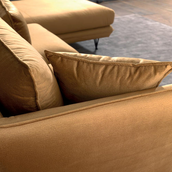 The Home Deco Factory Canapé D'angle Velours Ocre 286cm Retour Gauche HASANGLE