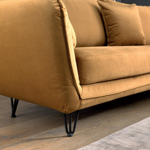 The Home Deco Factory Canapé D'angle Velours Ocre 286cm Retour Gauche HASANGLE