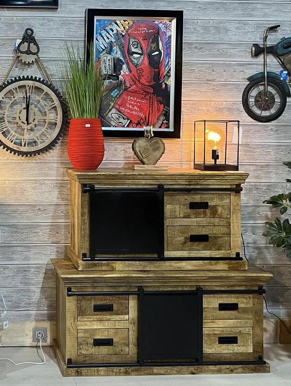 The Home Deco Factory Meuble Tv En Manguier Massif MOONTV-A12