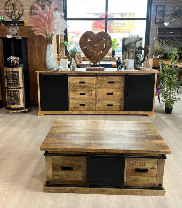 The Home Deco Factory Table Basse En Manguier Massif MOONTB