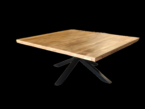 the home deco factory Table salle à manger Carré en manguier pied Métal 150