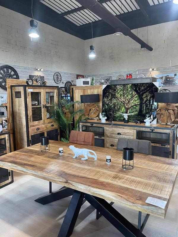 The Home Deco Factory Table Salle à Manger En Manguier Pied Métal 220x100 TM
