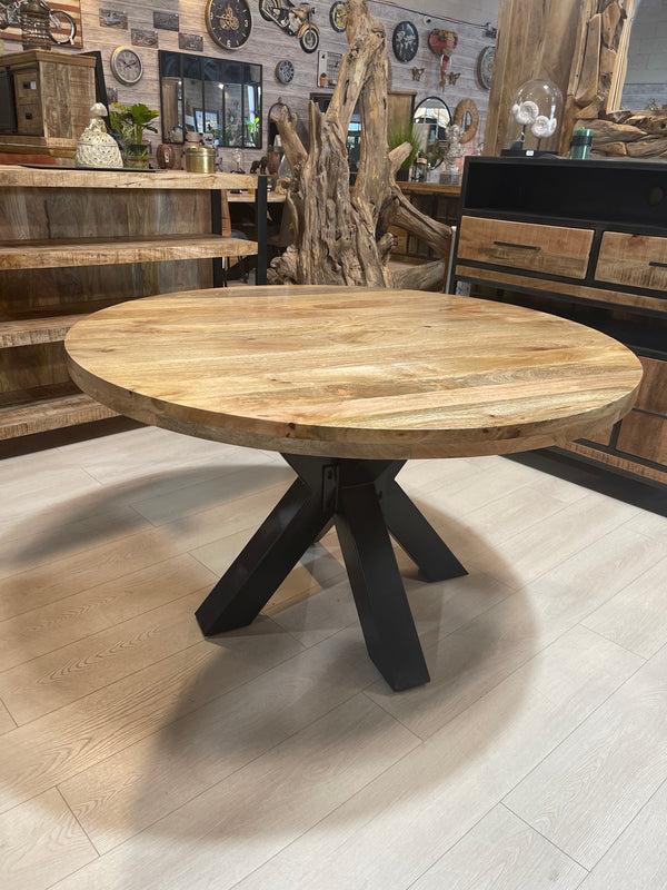The Home Deco Factory Table Salle à Manger Ronde En Manguier Pied Métal 160