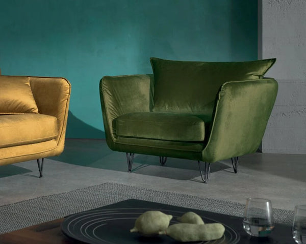 The Home Deco Factory Fauteuil En Velours Kaki HAS