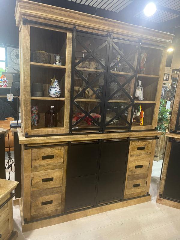 The Home Deco Factory Vitrine En Manguier Massif Et Métal MOON-216P