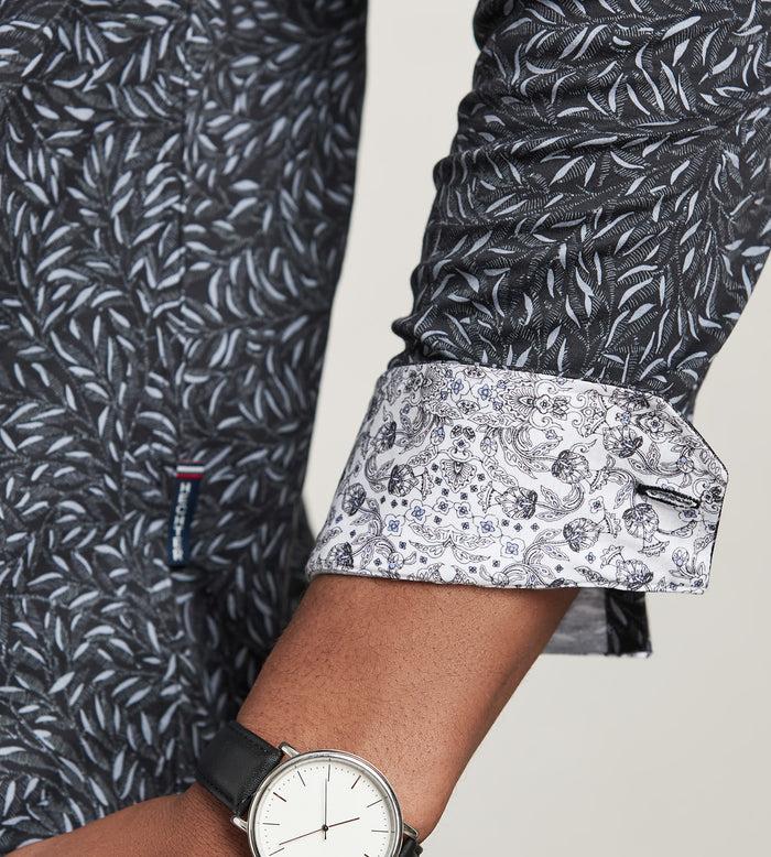 Tip Top Hecther Paris Long Sleeve 360 Stretch Botanical Print Casual Shirt