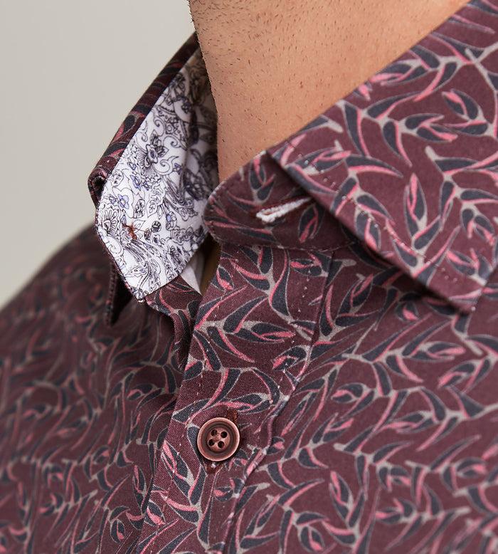 Tip Top Hecther Paris Long Sleeve 360 Stretch Botanical Print Casual Shirt