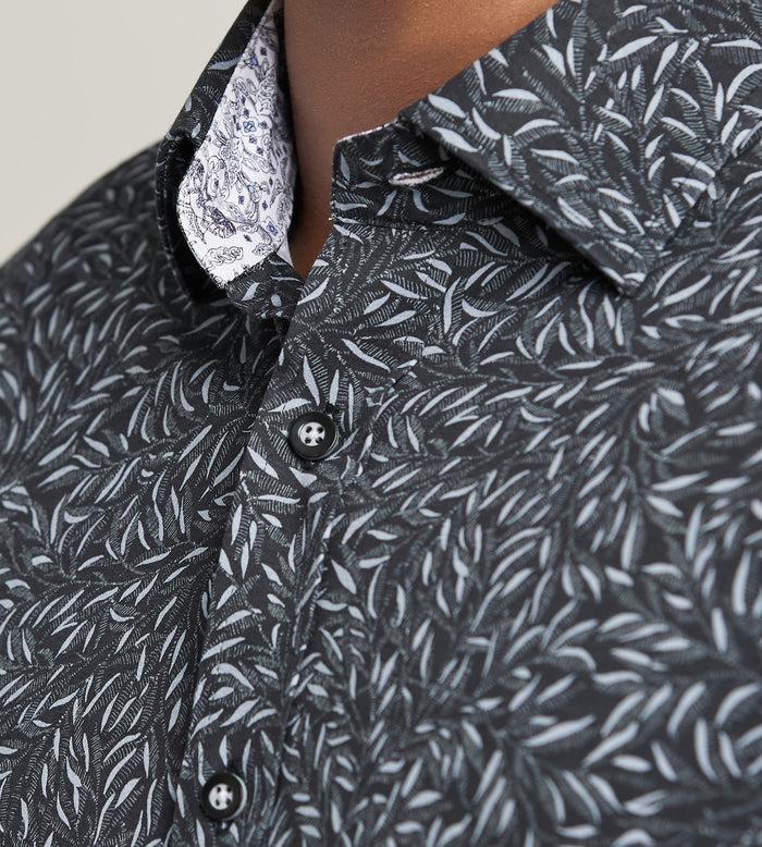 Tip Top Hecther Paris Long Sleeve 360 Stretch Botanical Print Casual Shirt