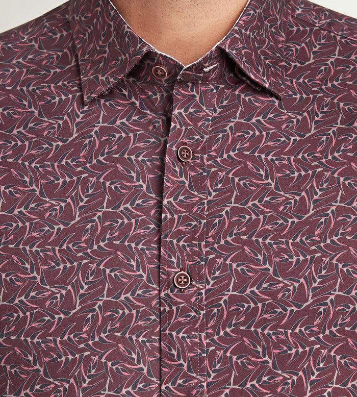 Tip Top Hecther Paris Long Sleeve 360 Stretch Botanical Print Casual Shirt