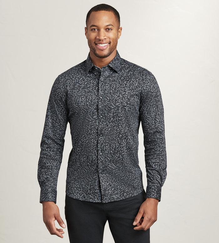 tip top Hecther Paris Long Sleeve 360 Stretch Botanical Print Casual Shirt