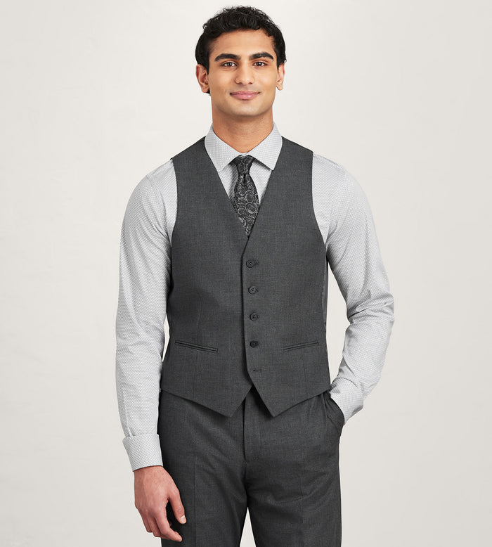 tip top Modern Fit 360° Stretch Black Suit Separate Vest