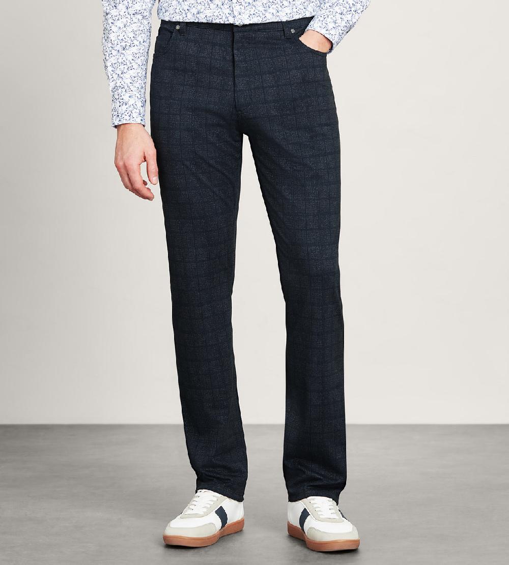Tip Top Modern Fit 4-way Stretch 5-Pocket Check Casual Pant