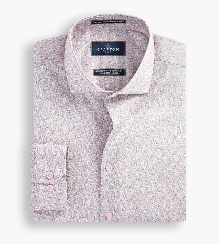 tip top Modern Fit Floral Print Non-Iron Dress Shirt