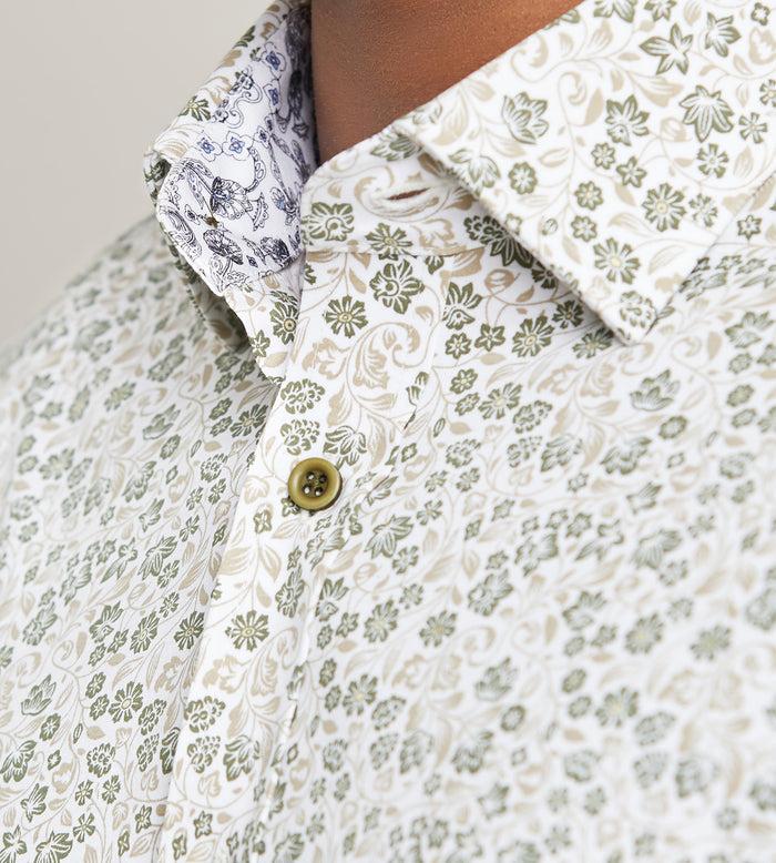 Tip Top Modern Fit Long Sleeve Botanical Pattern 360 Stretch Casual Shirt