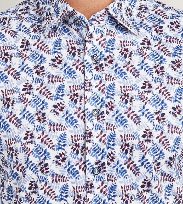 Tip Top Modern Fit Long Sleeve Botanical Pattern 360 Stretch Casual Shirt