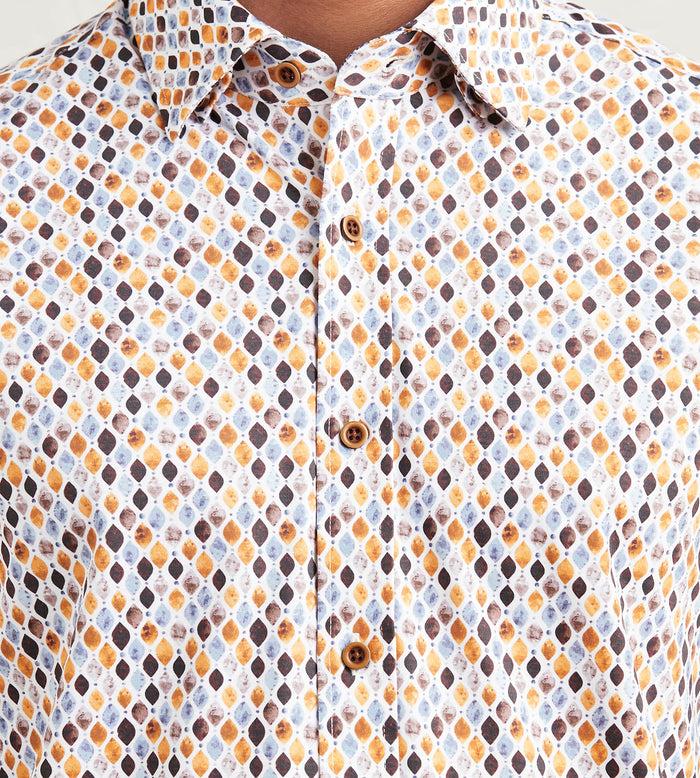 Tip Top Modern Fit Long Sleeve Diamond Pattern 360 Stretch Casual Shirt