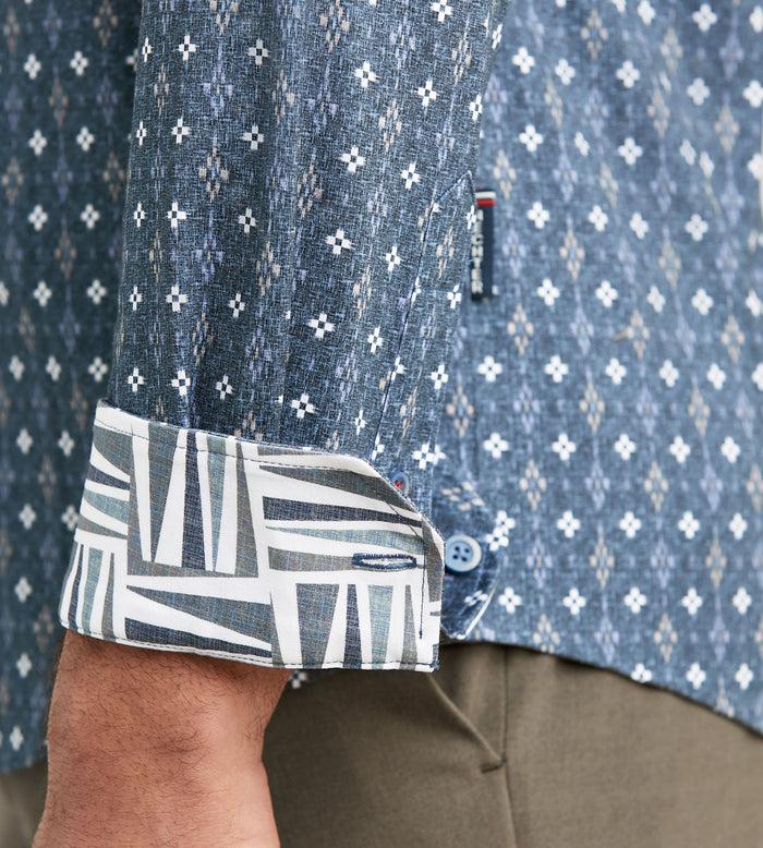 Tip Top Modern Fit Long Sleeve Floral Pattern 360 Stretch Casual Shirt