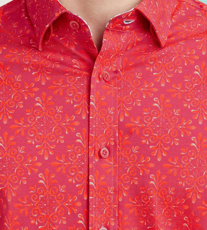 Tip Top Modern Fit Long Sleeve Floral Pattern 360 Stretch Casual Shirt