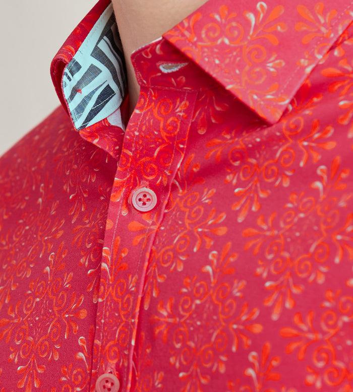 Tip Top Modern Fit Long Sleeve Floral Pattern 360 Stretch Casual Shirt