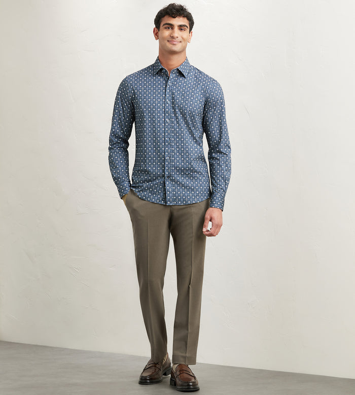 Tip Top Modern Fit Long Sleeve Floral Pattern 360 Stretch Casual Shirt