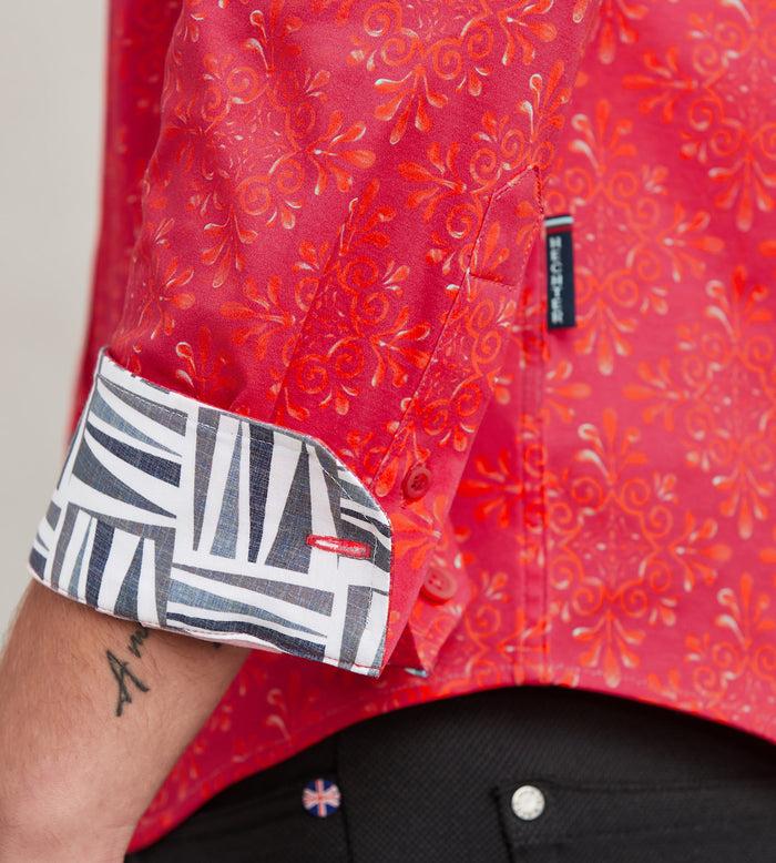 Tip Top Modern Fit Long Sleeve Floral Pattern 360 Stretch Casual Shirt