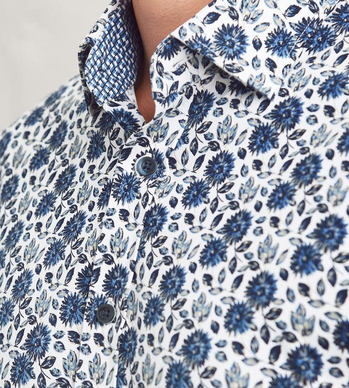 Tip Top Modern Fit Long Sleeve Floral Pattern 360 Stretch Casual Shirt