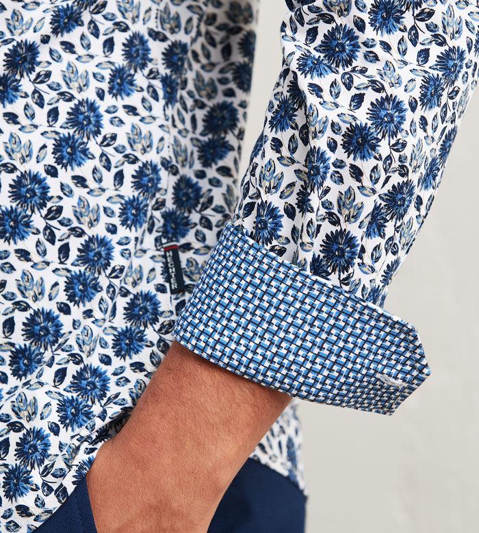 Tip Top Modern Fit Long Sleeve Floral Pattern 360 Stretch Casual Shirt