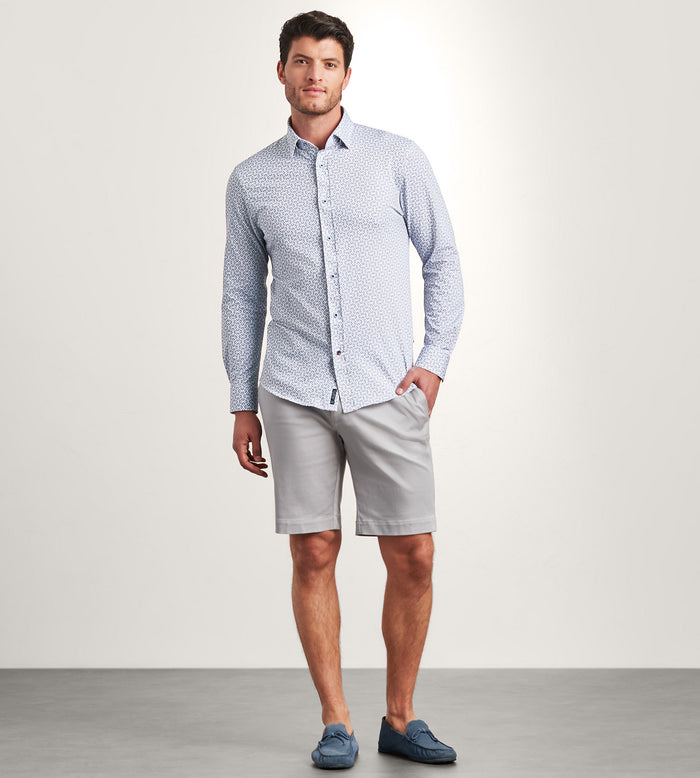 Tip Top Modern Fit Long Sleeve Geo Pattern 360 Stretch Casual Shirt