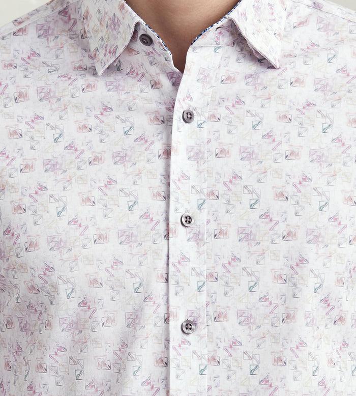 Tip Top Modern Fit Long Sleeve Geo Pattern 360 Stretch Casual Shirt