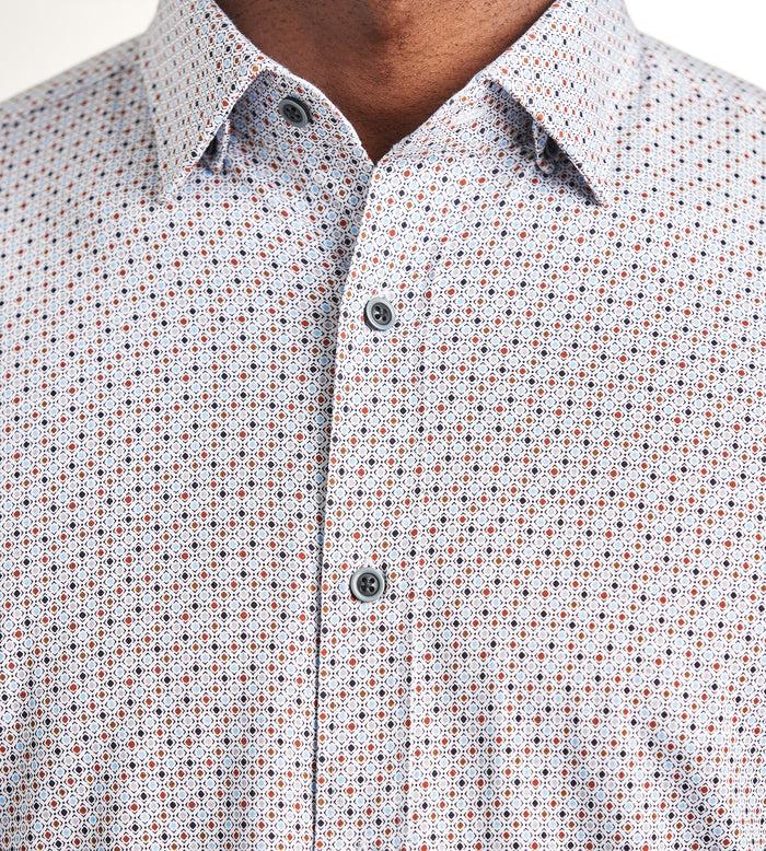 Tip Top Modern Fit Long Sleeve Geo Pattern 360 Stretch Casual Shirt