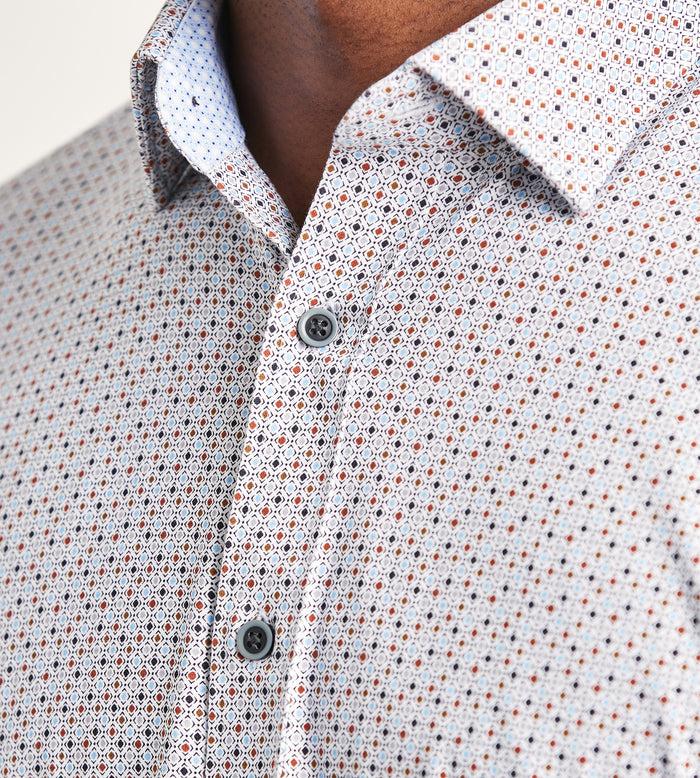 Tip Top Modern Fit Long Sleeve Geo Pattern 360 Stretch Casual Shirt