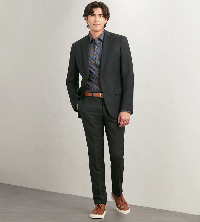 Tip Top Modern Fit Long Sleeve Geo Pattern 360 Stretch Casual Shirt