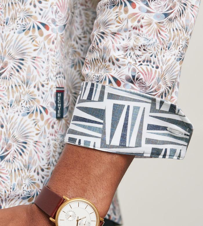 Tip Top Modern Fit Long Sleeve Paisley Pattern 360 Stretch Casual Shirt