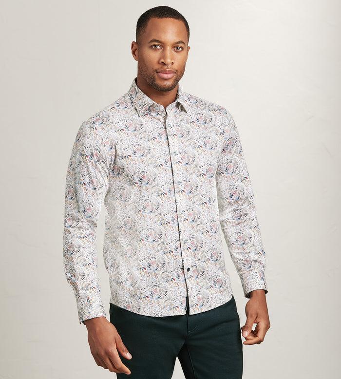 tip top Modern Fit Long Sleeve Paisley Pattern 360 Stretch Casual Shirt