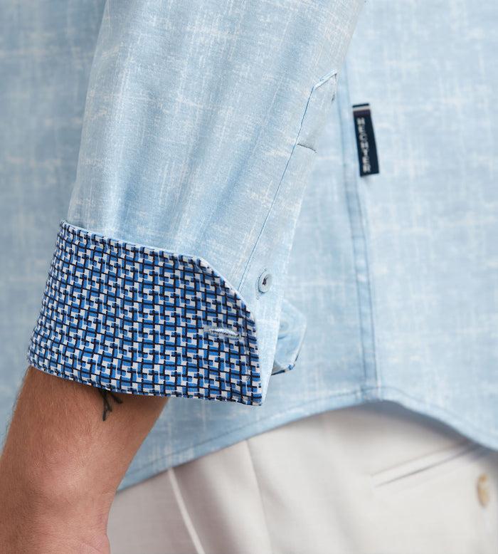 Tip Top Modern Fit Long Sleeve Textured Pattern 360 Stretch Casual Shirt