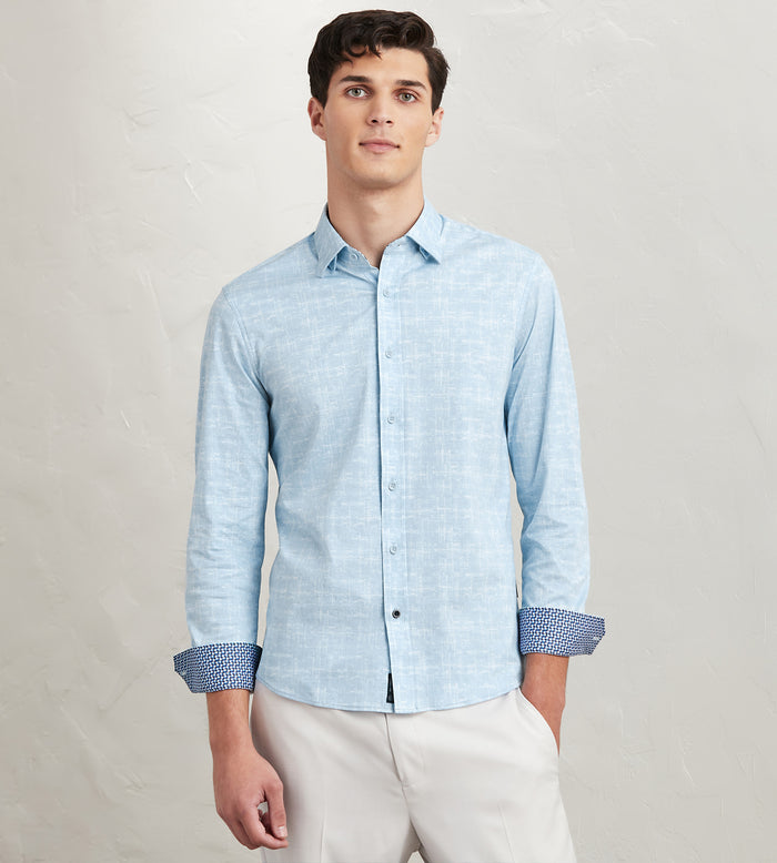 tip top Modern Fit Long Sleeve Textured Pattern 360 Stretch Casual Shirt