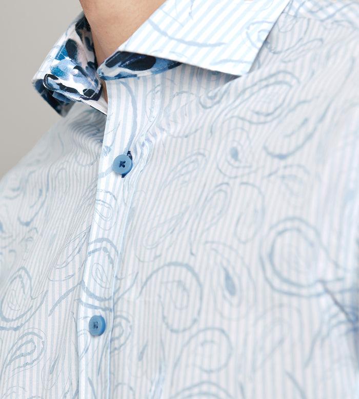 Tip Top Modern Fit Long Sleeve Water Colour Casual Shirt