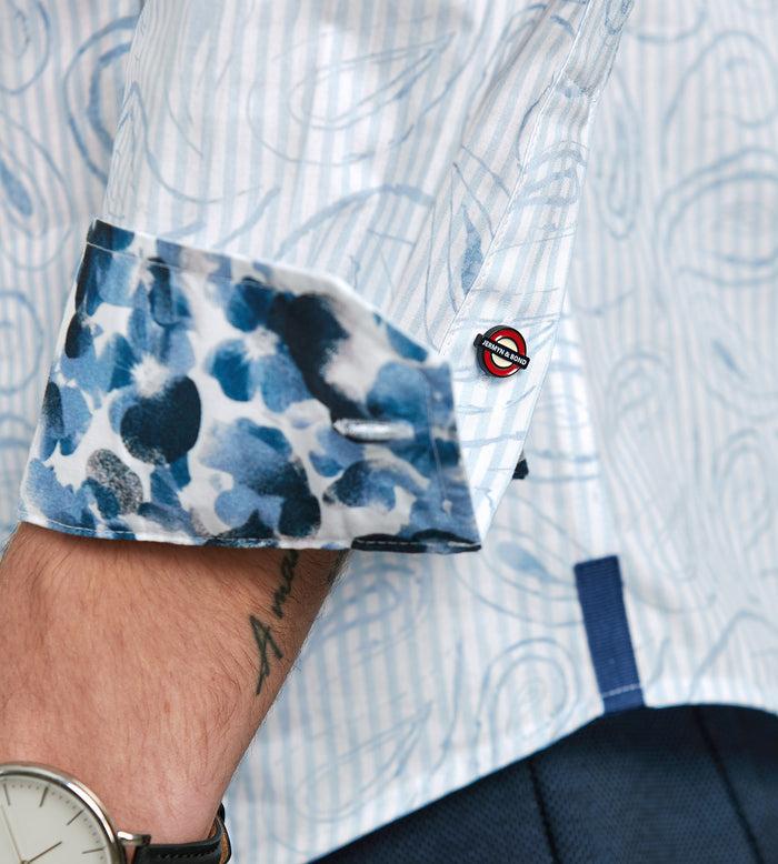 Tip Top Modern Fit Long Sleeve Water Colour Casual Shirt