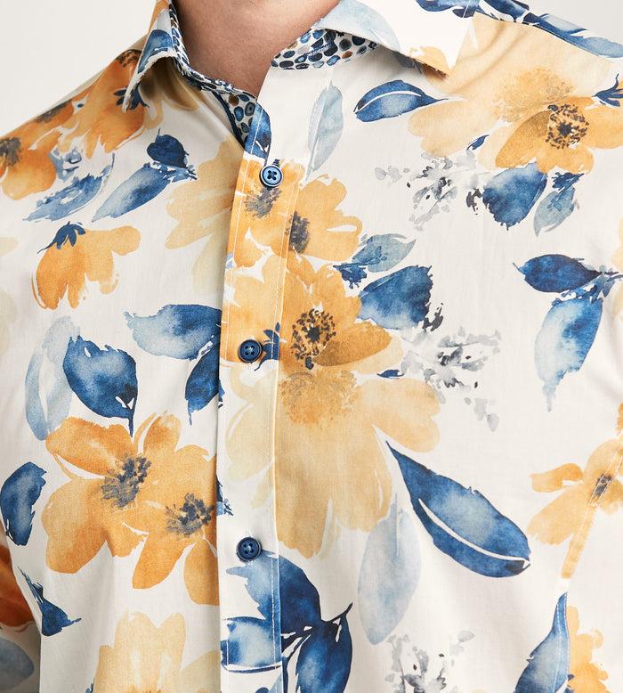 Tip Top Modern Fit Long Sleeve Water Colour Casual Shirt