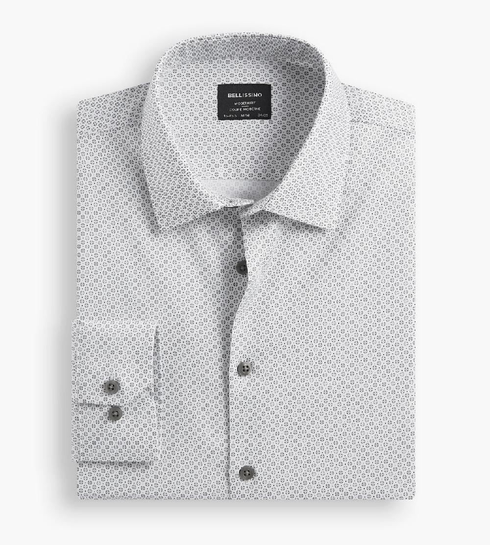 Tip Top Modern Fit Non-Iron Printed Sateen Dress Shirt