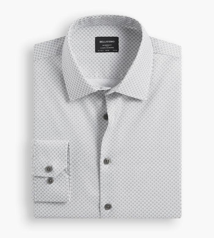 Tip Top Modern Fit Non-Iron Printed Sateen Dress Shirt
