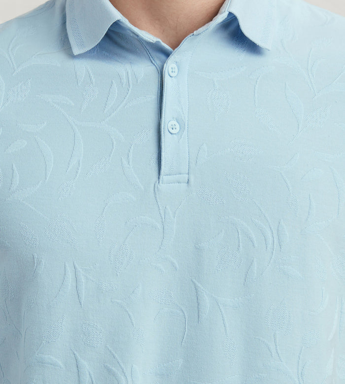 Tip Top Modern Fit Short Sleeve Button Down Jacquard Polo