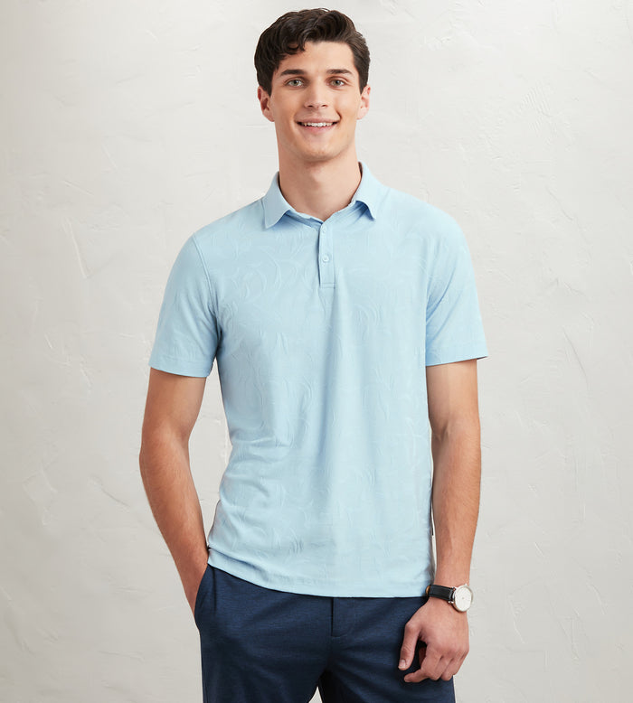 tip top Modern Fit Short Sleeve Button Down Jacquard Polo