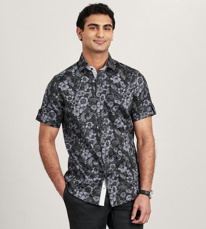 tip top Modern Fit Short Sleeve Floral Pattern Casual Shirt