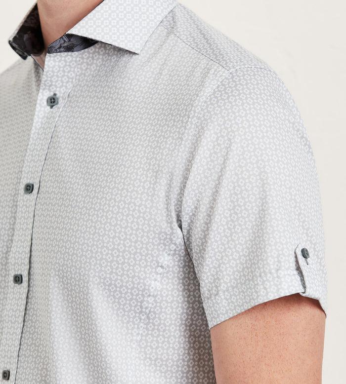 Tip Top Modern Fit Short Sleeve Geo Pattern Casual Shirt